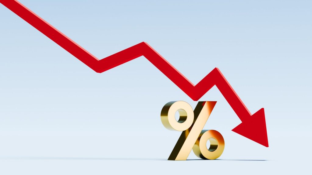 Declining Percentage with Red Arrow