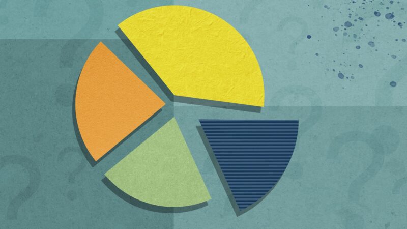 A pie chart made of textured materials